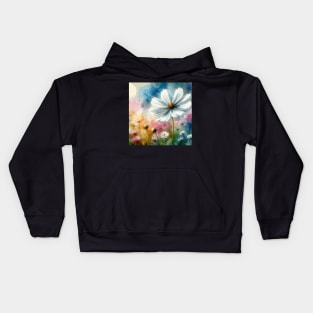 White Cosmos Flower Kids Hoodie